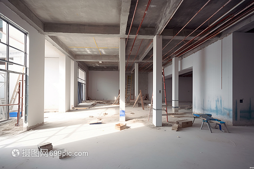 現(xiàn)代建筑內(nèi)部施工現(xiàn)場